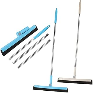 LOLYSIC 2 Set Wet Room Floor Squeegee, 37 Inch Floor Water Squeegee Mop Wiper, 180° Rotating Adjustable Long Handle Foam Blade Window Cleaner Shower Floor Squeegee for Bathroom, Garage, Tile