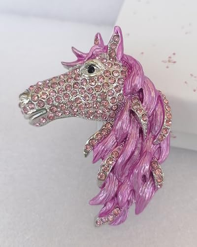 Image of Art Style 2.76 inch Horse Brooch Pin Pendant Rhinestone Crystal BZ6535