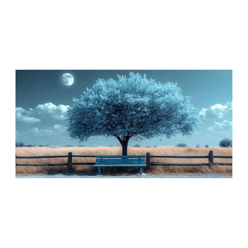 Impression sur toile de maître forêt bleue WIKEO œuvre dart mural nature 80x160cm