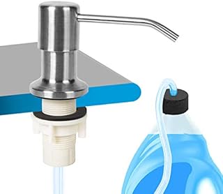 Soap Dispenser for Kitchen Sink, Brushed Nickel Countertop Water Pump with 47In Silicone Tube Connects Directly to Soap Bottle, Refill from the Top, No More Refills