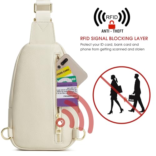 Image of Kattee Sling Crossbody Bag for Women, Leather Fanny Pack Crossbody Sling Bags, RFID Purse Chest Bag Small Daypack for Women