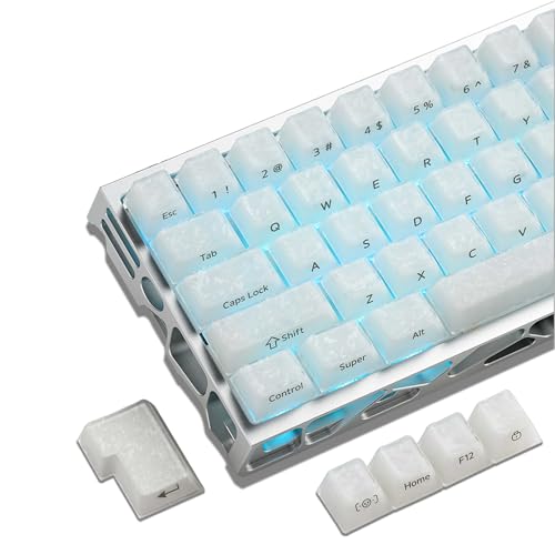 Image of GMKWTL XVX Frost Jelly Keycaps, Forged Carbon-Look Keyboard Keycaps, Cherry Profile Keycap Sets for Mechanical Keyboard with MX Switches(White)