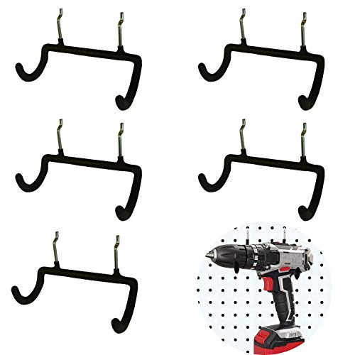 Pegboard Drill Holder Heavy Duty Hooks?5PCS Power Drill Holder Organization Accessory Hook for Organize Tools, Accessories, Workbench, Garage Storage, Kitchen.