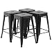 FDW Metal Bar Stools Set of 4 Counter Height Barstool Stackable Barstools 24 Inch Indoor Outdoor Patio Bar Stool Home Kitchen Dining Stool Backless Bar Chair