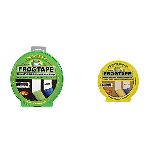 Frog Tape Green Multi Surface Painters Masking Tape 24mm x 41.1m Hanging Pack. & Yellow Delicate Surface Painters Masking Tape 24mm x 41.1m.