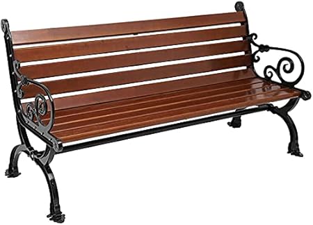 OUYOXI Garden Bench Outdoor Porch Bench Outdoor Loveseat Outdoor Solid Wood Garden Bench Anti-Corrosion Wood Cast Iron Frame Park Bench Outdoor Porch Decorative Terrace Bench (Size : 120cm) ()