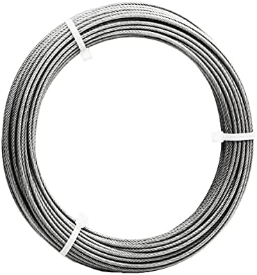 sunmeg String Light Hanging Kit,Outdoor Light Hanging Kit,Vinyl Coated 304 Stainless Steel Wire Rope Cable,Guide Wire for Outdoor String Lights,Easy to Install (Transparent 60FT Cable only)