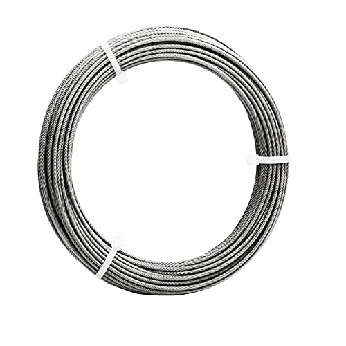 Sunmeg String Light Hanging Kit,Outdoor Light Hanging Kit,Vinyl Coated 304 Stainless Steel Wire Rope Cable,Guide Wire For Outdoor String Lights,Easy To Install (Transparent 60Ft Cable Only) #TOP5