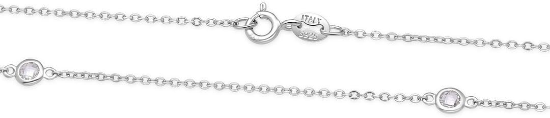 Adabele Solid 925 Sterling Silver Simulated Diamond By The Yard Station CZ Bezel Cable Link Chain Necklace Cute Thin Dainty Hypoallergenic Women Jewelry - Image 5