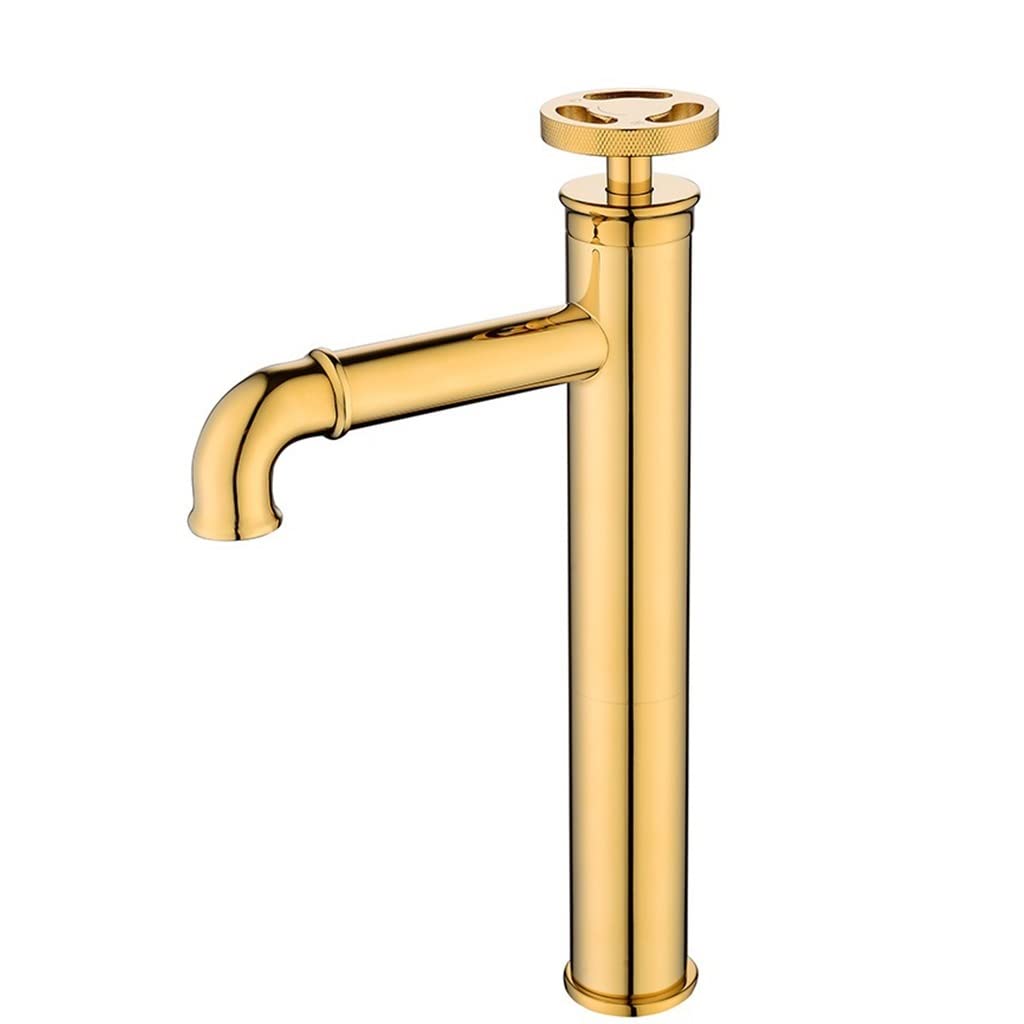 Rubinetto per lavabo in ottone industriale retrò Rubinetto miscelatore per lavabo in oro opaco per bagno e cucina Rubinetto per gru per acqua calda e fredda Design elegante e durevole