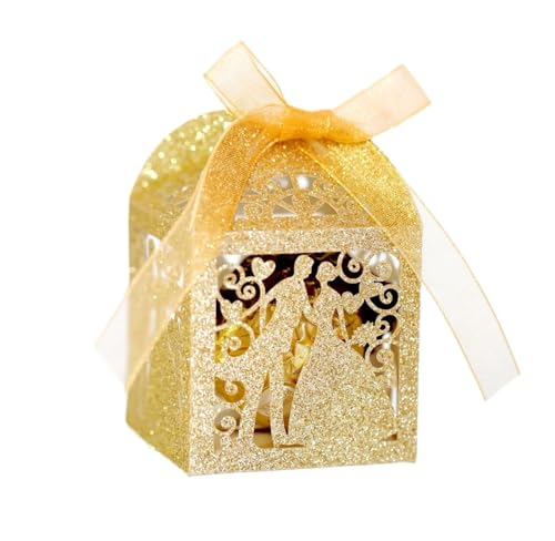 Caja de papel brillante for dulces boda, caja embalaje for fiesta del Día San Valentín, regalo pequeño Chocolate, 50/100/200 Uds(Glitter gold,50,5x5x8cm(with tag))