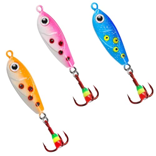 Dovesun Ice Fishing Rattle Spoons Kit Glow in the Dark Sanma 3pcs
