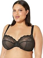 Elomi Women's Charley Stretch Lace Underwire Plunge Bra, Black, 38JJ