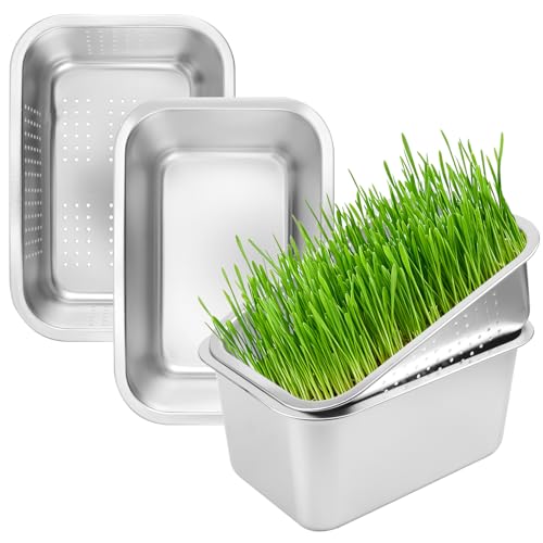 Yiksonyo 2 Set (4 Pack) Stainless Steel Sprouting Tray, 13