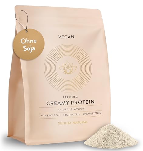 SUNDAY NATURAL Veganes Proteinpulver 1 Kg Super Creamy Vegan Protein Pulver Neutral 25g Eiweiß pro Portion - 3K Protein-Shake Gesamtes EAA- & BCAA-Profil Ohne Zuckerzusatz Laborgeprüft