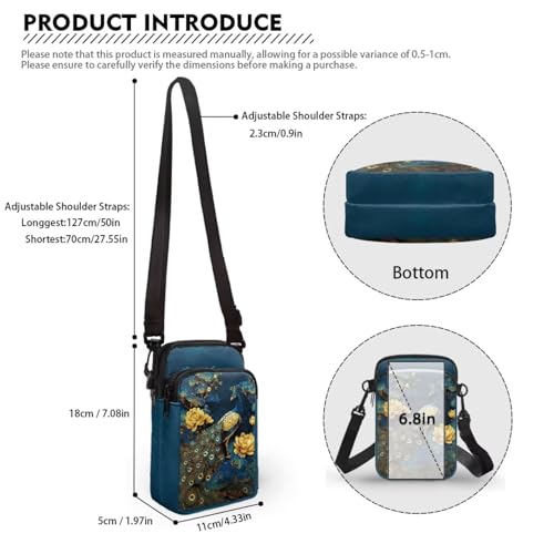 Image of Hawaiian Tribal Small Crossbody Bags for Women Cell Phone Bag Purse, Sea Turtle Zipper Sling Purses Shoulder Bag
