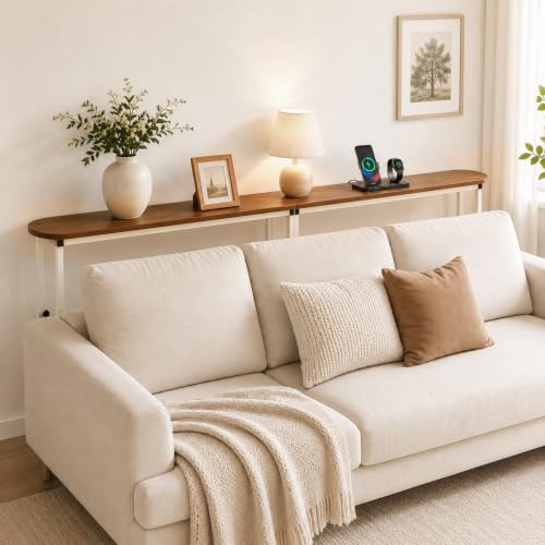 Image of Narrow Console Table, 102.4 inch Sofa Table Adjustable Height Behind Couch Table