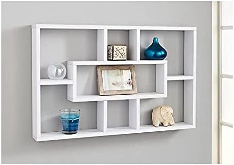Homme Concept - White Multi Compartment Space Saving Floating Display Shelves Storage Shelf Organiser Unit Home Decor Bookshelf