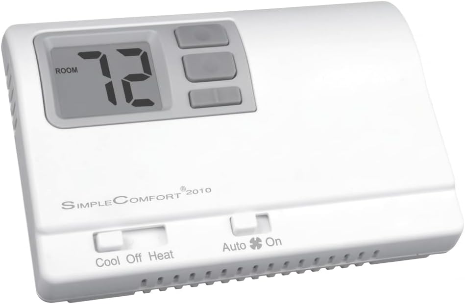 ICM Controls SC2010L Thermostat, 1-Stage Heat/Cool or Heat Pump, Backlit, Dual Power,Multicolor