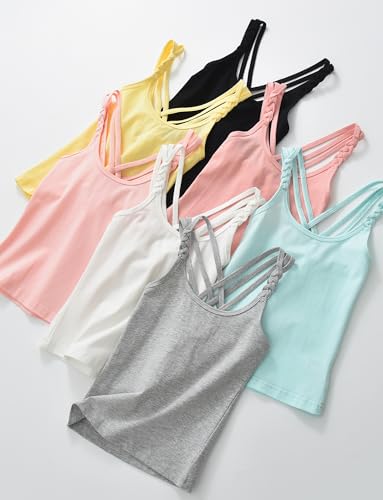 Happy Cherry Girls Criss Cross Cami Tank Top Undershirts Vest Sleeveless Camisoles Multipack4