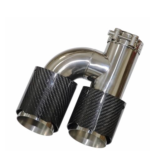 Embout echappement silencieux double sortie universel en acier inoxydable argent brillant