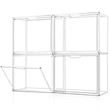 Purse Organizer for Closet, 4Pack Clear Stackable Storage Bins, Closet Organizers and Storage, Acrylic Display Case with Magnetic Door for Handbag Organzier, Heels, Collectibles