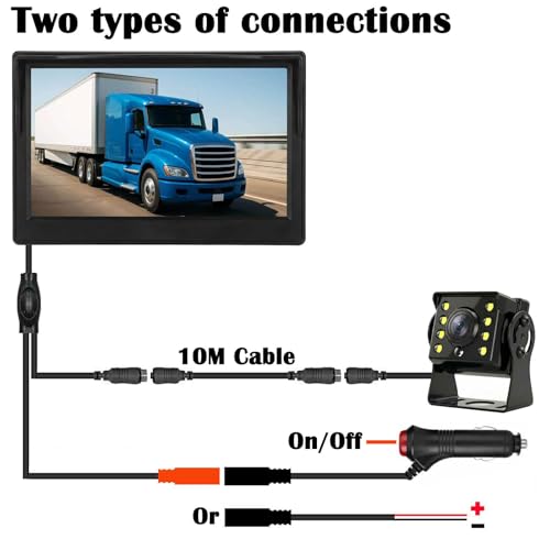 4Pin Auto-Rückfahrkamera Parkassistenzsystem, 12V-24V 5 'TFT LCD HD Farb-Rückfahrmonitor + 8 LEDs...