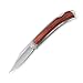 Zanmax Folding Hunter Knife, Hunting Survival Camping Pocket Knife with Genuine Leather Sheath, Stainless And Wood Handle Lockback Folding Knife, 3.5 Inches Closed
