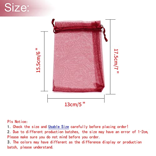 Image of Dealglad 50pcs Drawstring Organza Jewelry Candy Pouch Christmas Wedding Party Favor Gift Bags (5x7, Wine)