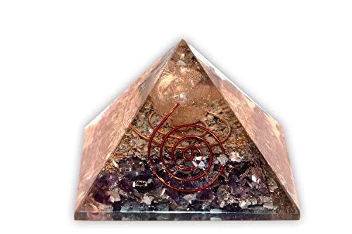 Cosynee Amethyst Crystal Pyramid with Clear Quartz Ball, Orgone Pyramid with Chakra Healing, Purple Chakra Pyramid for Protection, Dim - 3.6x3.6x2.5 Inches and Weight - 12.38 Oz (Amethyst - 1)2