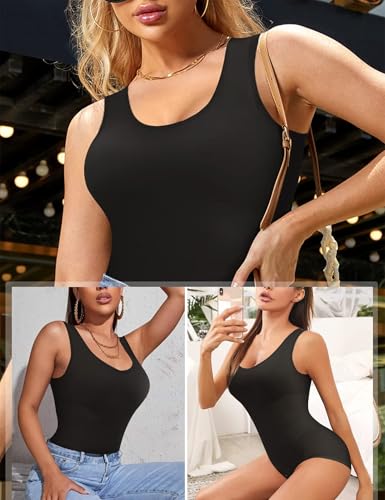 Image of Women Shapewear Tummy Control Bodysuit for Sexy Seamless Butt Lifter Full Body Shaper Black Body Suits Slimming Sleeveless Tank Tops Wasit Trainer