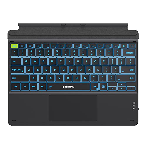 Seenda Backlit Keyboard with Touchpad for Surface Pro 8/9/Pro X, Detachable Slim Bluetooth 5.2 Keyboard with Multi-Gesture Trackpad for Microsoft Surface Pro 8/9/X 13-inch Tablet, Grey