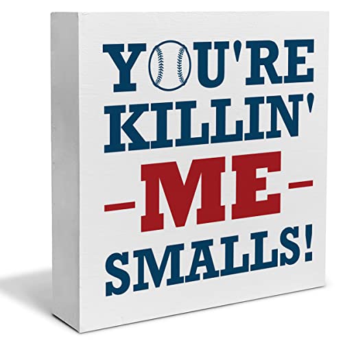 Baseball Softball Decorative Wooden Box Sign You're Killin' Me Smalls Wood Block Plaque Decor Home Table Shelf or Wall Display