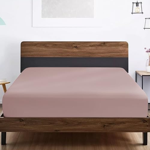 SSW HOMES Single Fitted Sheet Blush - Deep Pocket 12 inch(30cm) - Soft Easy Care Brushed Microfiber Plain Bed Sheet - Hotel Quality Shrinkage and Fade Resistant Bedding