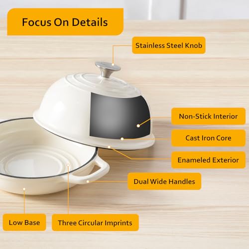 Olla de hierro fundido Velaze 4.8L antiadherente para pan 7