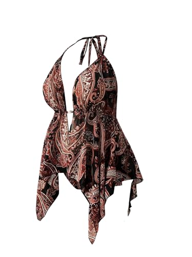 Verdusa Women's Plus Size Hippie Western Halter Tops Asymmetrical Club Concert Tops2