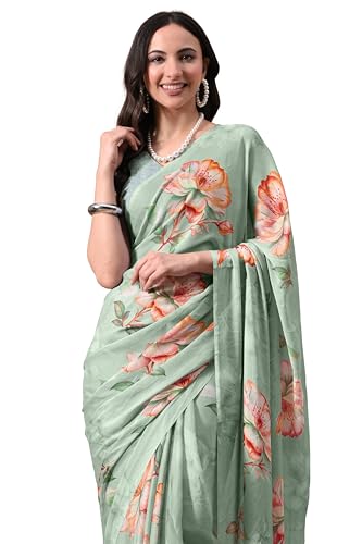 Image of MIRCHI FASHION Women Saree | Chiffon Chevron Zig Zag Printed Office Wear Sari with Blouse