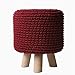 Ręcznie tkany, zdejmowany i nadający się do prania, taboret na nogi z litego drewna, nowoczesny minimalistyczny nordycki stołek do zmiany butów do salonu, sypialni, na balkon, czerwony