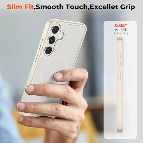 Image of SUPFINE Magnetic for Samsung Galaxy S24 Plus Case / S25 Plus Case with Screen Protector, (Built-in Magnets) (Military Grade Drop Protection) Slim Translucent Shockproof Phone Case,Stone
