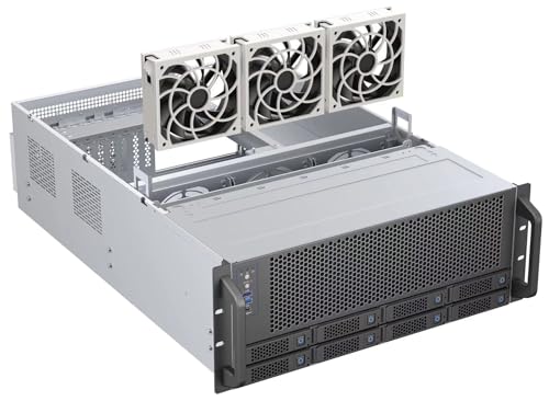 Image of Rosewill 4U Server Chassis Case|Supports up to 4 GPUs|8 Hot-Swap 3.5 inch /2.5 inch SATA /SAS up to 12Gbps|E-ATX Compatible|3x 12038 Hot-Swap Fans,2 Rear 8038 Fans|USB 3.2 Type-C|With Rail Kit-RSV-AI01