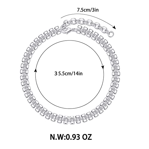 Classyzint Silver Plated Chunky Choker Necklace For Women Wide Watch Strap Chain Necklaces Short Chokers Summer Necklace Jewelry #TOP4