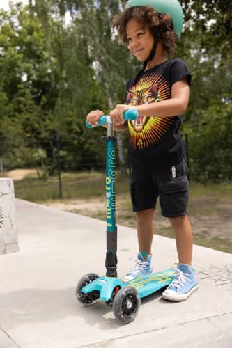 Micro Kickboard - Maxi Deluxe Foldable LED - Three Wheeled, Lean-to-Steer, Fold-to-Carry Swiss-Designed Micro Scooter for Kids with Motion-Activated Light-Up Wheels for Ages 5-12