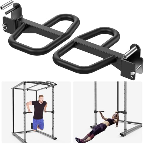 SELEWARE Multi Grip Dip Bar Attachment for 2" x 2" with 1" Hole Power Rack, Wide and Narrow Grip Handles Squat Rack Attachment for Strength Training, 500 lbs Capacity by SELEWARE - Used condition - US$51.47