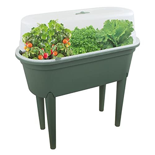 Raised Garden Bed Planter Box Outdoor, Patio Greenhouse Flower Vegetable Grow Box with Lid & Legs...