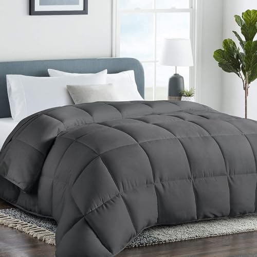Image of COHOME Oversized Queen Size Warm Comforter - All-Season Duvet Insert | Quilted Down Alternative Comforter,Luxury Hotel Ultra-Soft, Anti-Clump Tech & 8 Tabs, Machine Washable, Dark Grey 98 inch x 98 inch