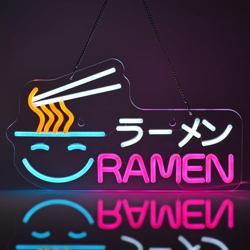 Image of Ramen Neon Sign,Japanese Noodle Wall Decor Dimmable LED Light Sign | Japanese Light Up Signs for Resturant Ramen Kitchen Dinning Room Noodle Shop,Wall Art Home Decorations,USB Powered,16.1 inchx9.1 inch