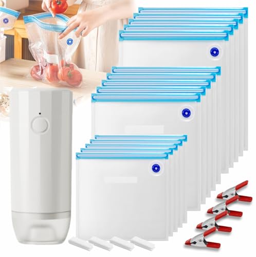 Comparison: Best Sous Vide Bags 6 Sous Vide Bags Reusable 30 Pcs, Reusable Vacuum Seal Bags for Food with Upgraded Auto Pump for Anova, Joule Cookers, BPA Free Sous Vide Kit