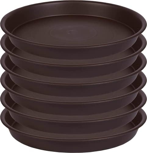 Angde 6 Pack of Plant Saucer 6 inch, 4 6 8 10 12 14 16 18 inch Heavy Duty Plant Saucers, Plastic Flower Trays for Indoor Plants, Plant Trays for Pots, Plant Dishes for Planter 5-6" (6 inch, Brown)
