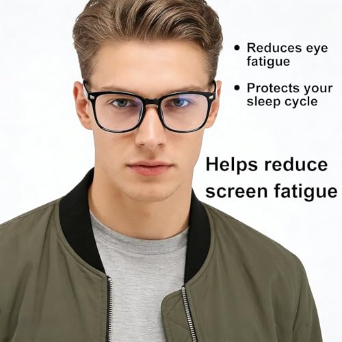 Image of Clear Blue Light Glasses for Women and Men, Fashionable Square Frame Glasses with Anti Glare Protection