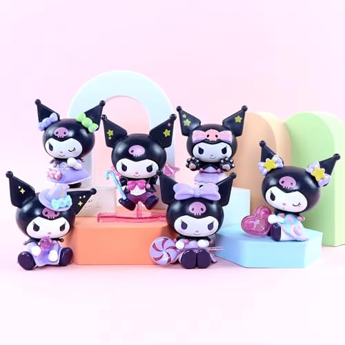 Image of Gifts- Hello Kitty Kuromi Action Figure Toys for Car Dashboard, Study Table, Office Desk Decoration - Gift for Fans and Collectors | 6 pcs